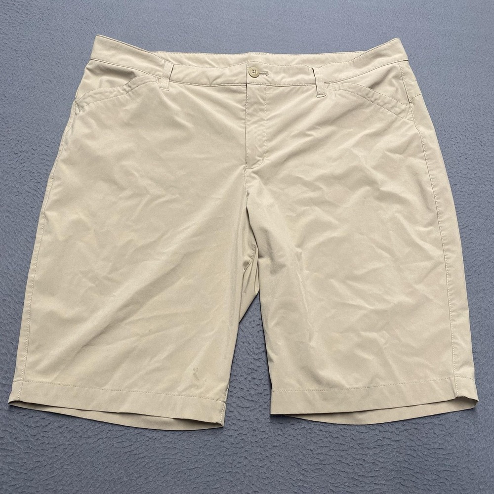 Eddie Bauer Shorts Womens 18 Beige Bermuda Stretch Casual Flat Front 9 In